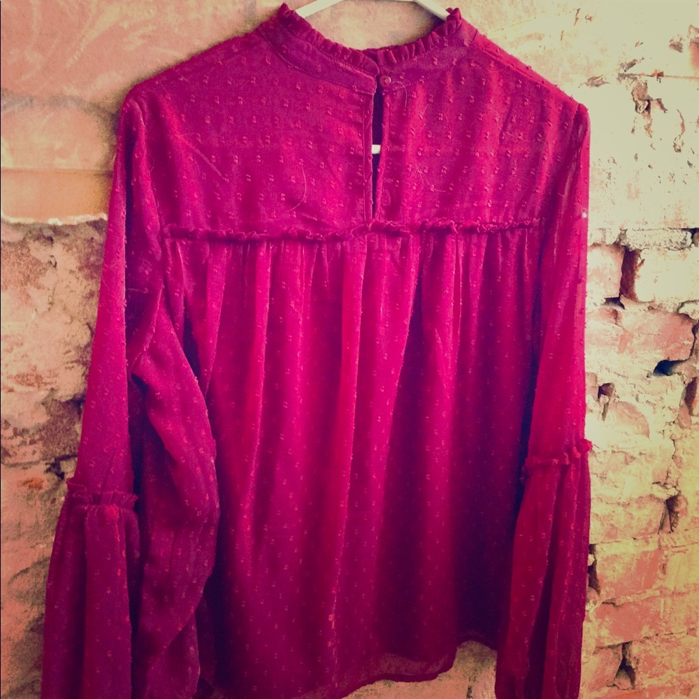 Japna High Collar Chiffon Blouse Size L